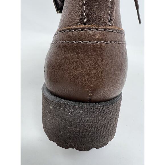 UGG Jaidyn boots size 8 Brown Leather Booties Buckle Lace Side Zip Sherpa Lined - Picture 11 of 15